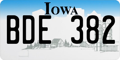 IA license plate BDE382