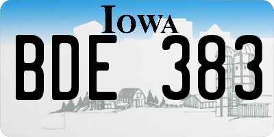 IA license plate BDE383