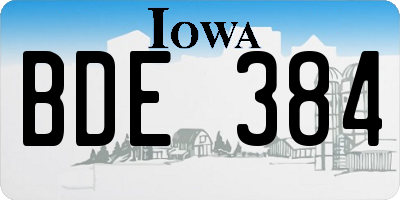 IA license plate BDE384