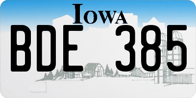 IA license plate BDE385