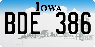 IA license plate BDE386