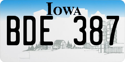 IA license plate BDE387
