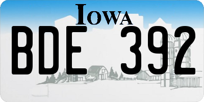 IA license plate BDE392