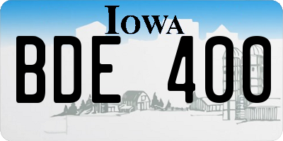 IA license plate BDE400