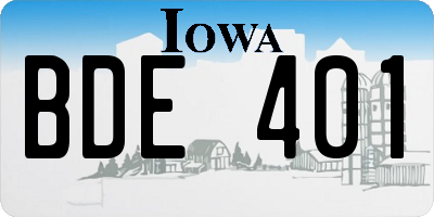 IA license plate BDE401