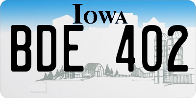 IA license plate BDE402