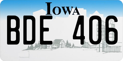 IA license plate BDE406