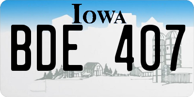 IA license plate BDE407