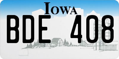IA license plate BDE408