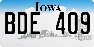IA license plate BDE409