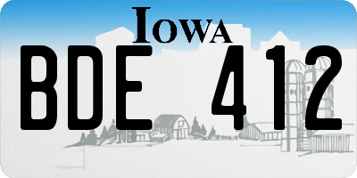 IA license plate BDE412