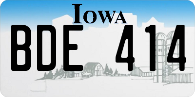 IA license plate BDE414