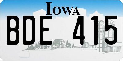 IA license plate BDE415