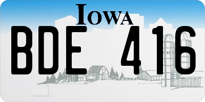 IA license plate BDE416
