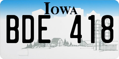 IA license plate BDE418