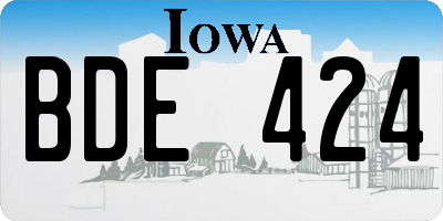 IA license plate BDE424