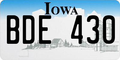 IA license plate BDE430