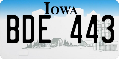 IA license plate BDE443