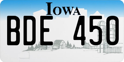 IA license plate BDE450