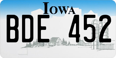 IA license plate BDE452