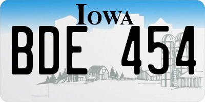 IA license plate BDE454