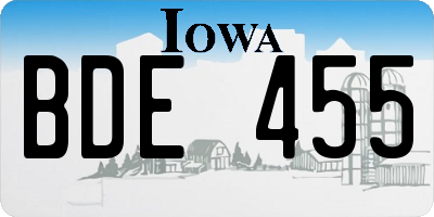 IA license plate BDE455