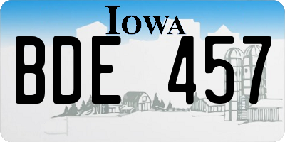 IA license plate BDE457