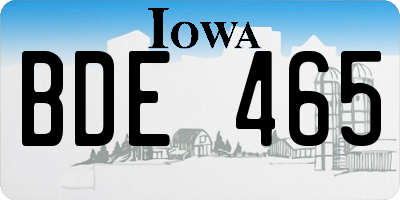 IA license plate BDE465