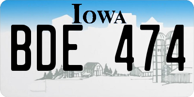 IA license plate BDE474