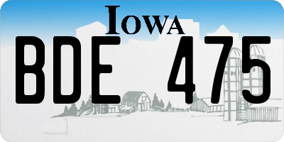 IA license plate BDE475