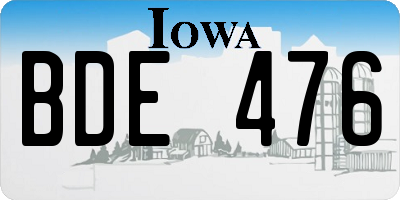 IA license plate BDE476