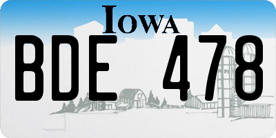 IA license plate BDE478