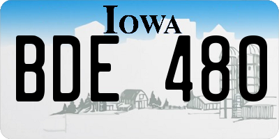 IA license plate BDE480