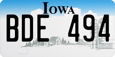 IA license plate BDE494