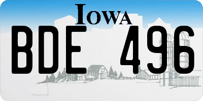 IA license plate BDE496