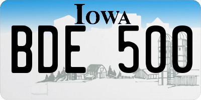 IA license plate BDE500