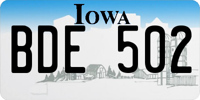 IA license plate BDE502