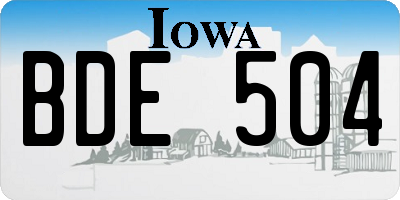 IA license plate BDE504
