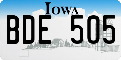 IA license plate BDE505