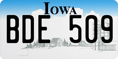 IA license plate BDE509