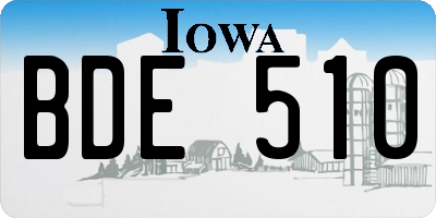 IA license plate BDE510