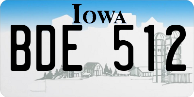 IA license plate BDE512
