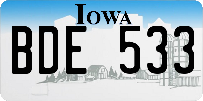 IA license plate BDE533
