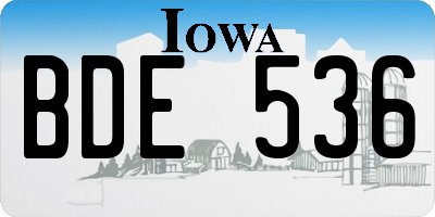 IA license plate BDE536