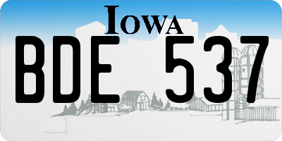 IA license plate BDE537