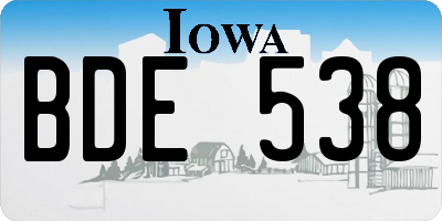 IA license plate BDE538