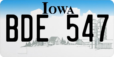 IA license plate BDE547