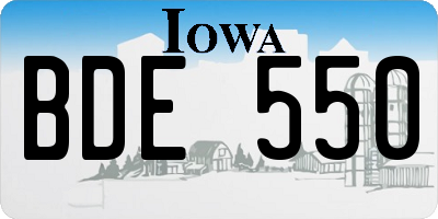 IA license plate BDE550