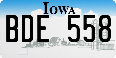 IA license plate BDE558