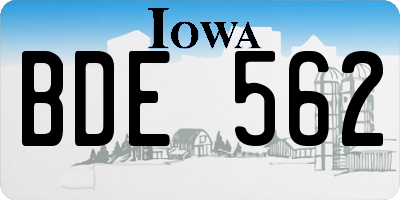 IA license plate BDE562